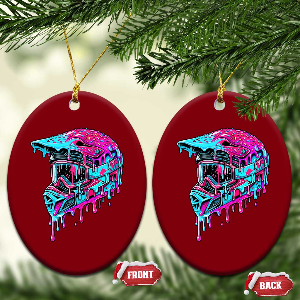 Motocross Helmet Drip Ice Cream Melt Graphic Dirt Bike Racing Ceramic Ornament TS11 Print Your Wear