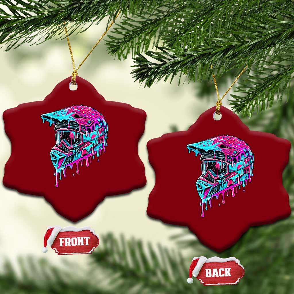 Motocross Helmet Drip Ice Cream Melt Graphic Dirt Bike Racing Ceramic Ornament TS11 Print Your Wear