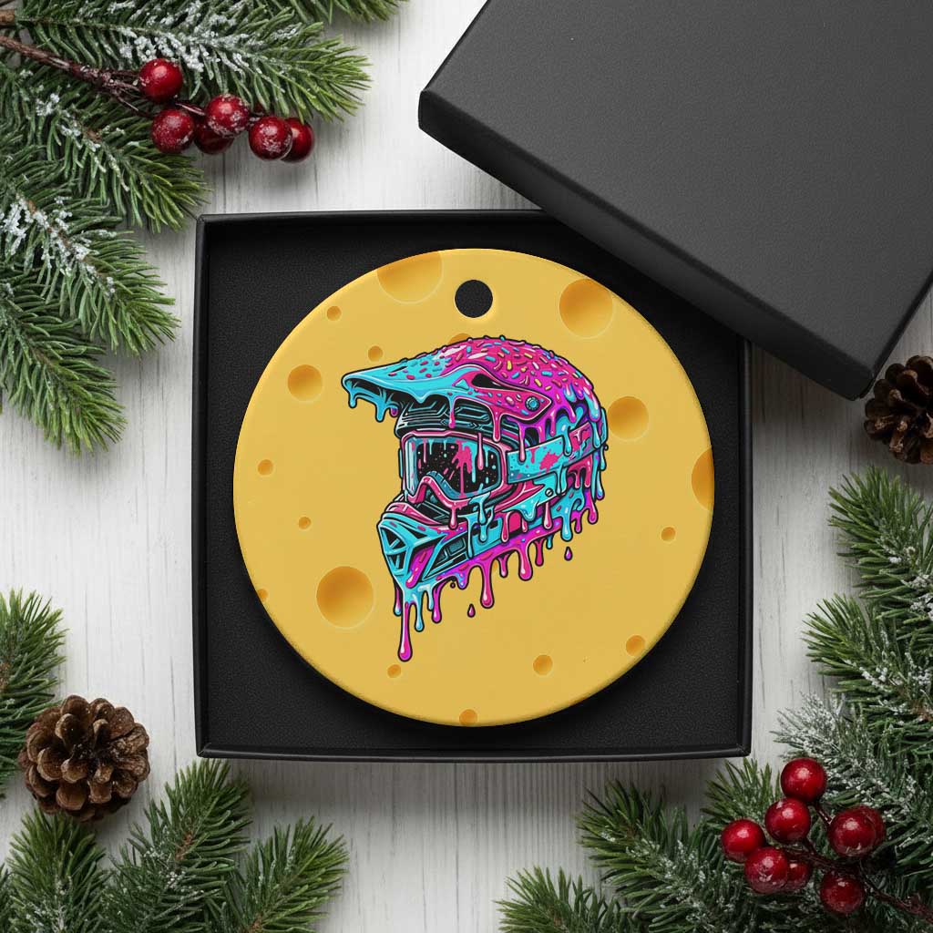 Motocross Helmet Drip Ice Cream Melt Graphic Dirt Bike Racing Ceramic Ornament TS11 1pc Yellow Cheese Print Your Wear