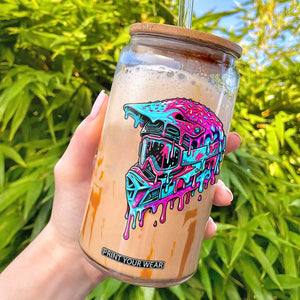 Motocross Helmet Drip Ice Cream Melt Graphic Dirt Bike Racing Glass Can TS11 Black Print Your Wear