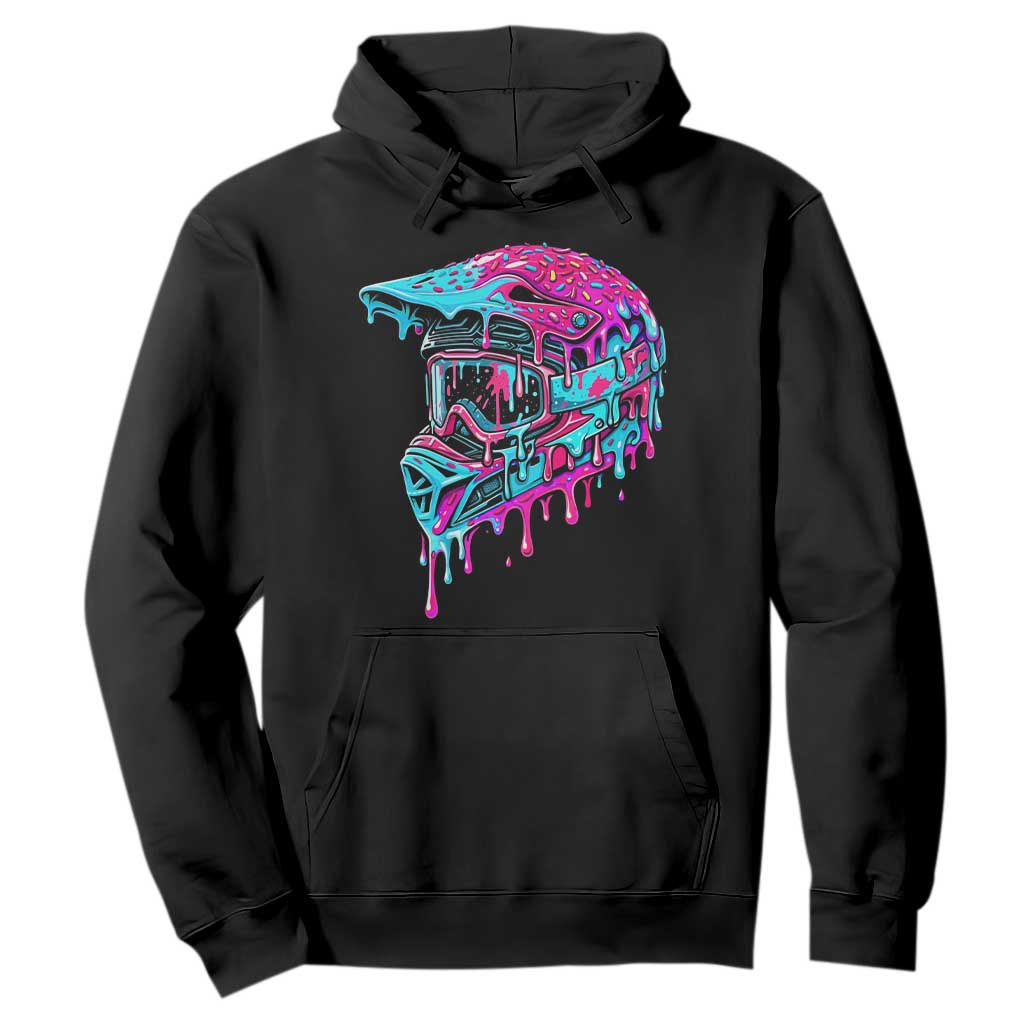 Motocross Helmet Drip Ice Cream Melt Graphic Dirt Bike Racing Hoodie TS11 Black Print Your Wear
