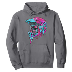 Motocross Helmet Drip Ice Cream Melt Graphic Dirt Bike Racing Hoodie TS11 Charcoal Print Your Wear