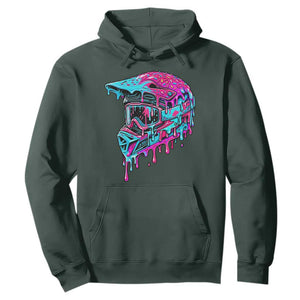 Motocross Helmet Drip Ice Cream Melt Graphic Dirt Bike Racing Hoodie TS11 Dark Forest Green Print Your Wear