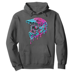 Motocross Helmet Drip Ice Cream Melt Graphic Dirt Bike Racing Hoodie TS11 Dark Heather Print Your Wear