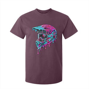 Motocross Helmet Drip Ice Cream Melt Graphic Dirt Bike Racing T Shirt For Kid TS11 Maroon Print Your Wear