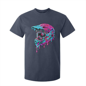 Motocross Helmet Drip Ice Cream Melt Graphic Dirt Bike Racing T Shirt For Kid TS11 Navy Print Your Wear