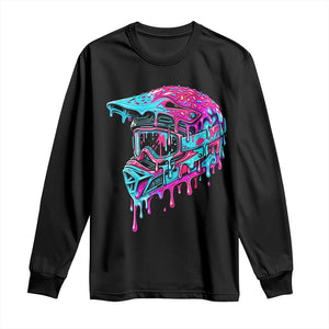 Motocross Helmet Drip Ice Cream Melt Graphic Dirt Bike Racing Long Sleeve Shirt TS11 Black Print Your Wear