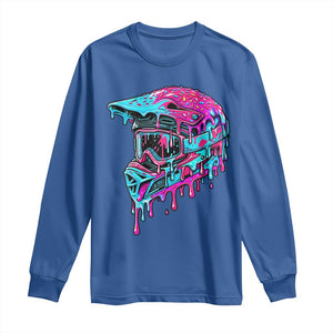 Motocross Helmet Drip Ice Cream Melt Graphic Dirt Bike Racing Long Sleeve Shirt TS11 Royal Blue Print Your Wear