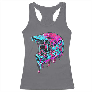 Motocross Helmet Drip Ice Cream Melt Graphic Dirt Bike Racing Racerback Tank Top TS11 Charcoal Print Your Wear