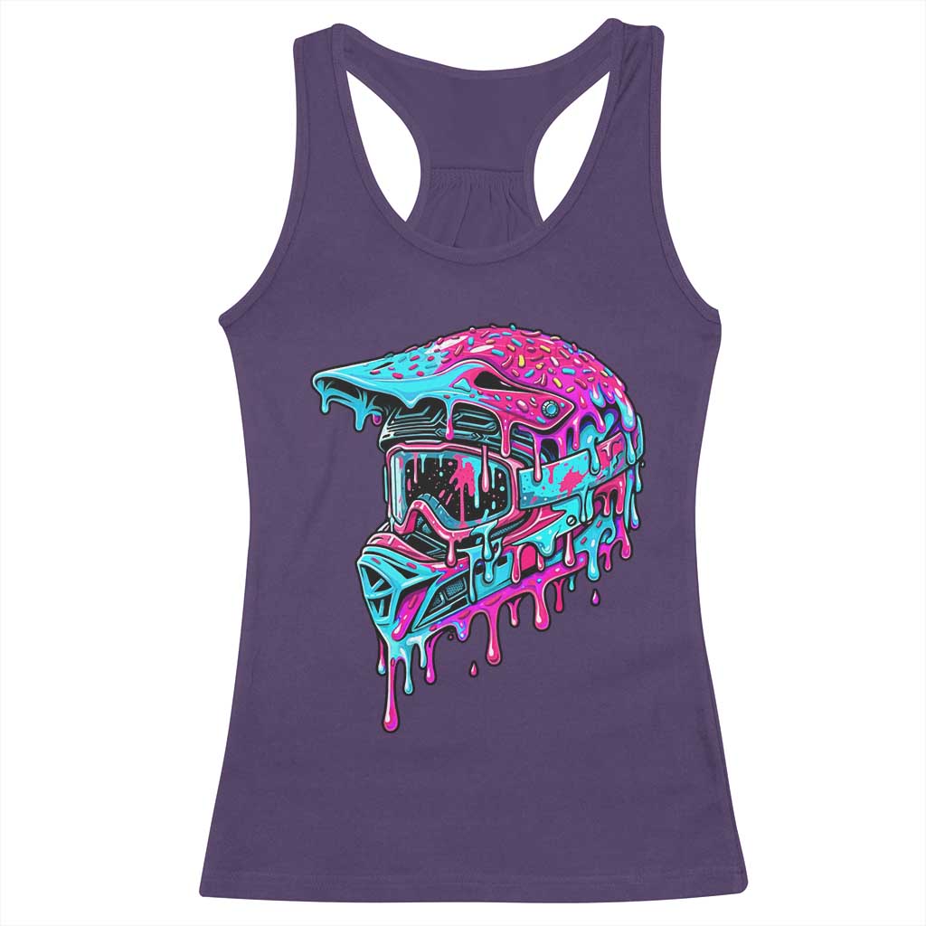 Motocross Helmet Drip Ice Cream Melt Graphic Dirt Bike Racing Racerback Tank Top TS11 Purple Print Your Wear
