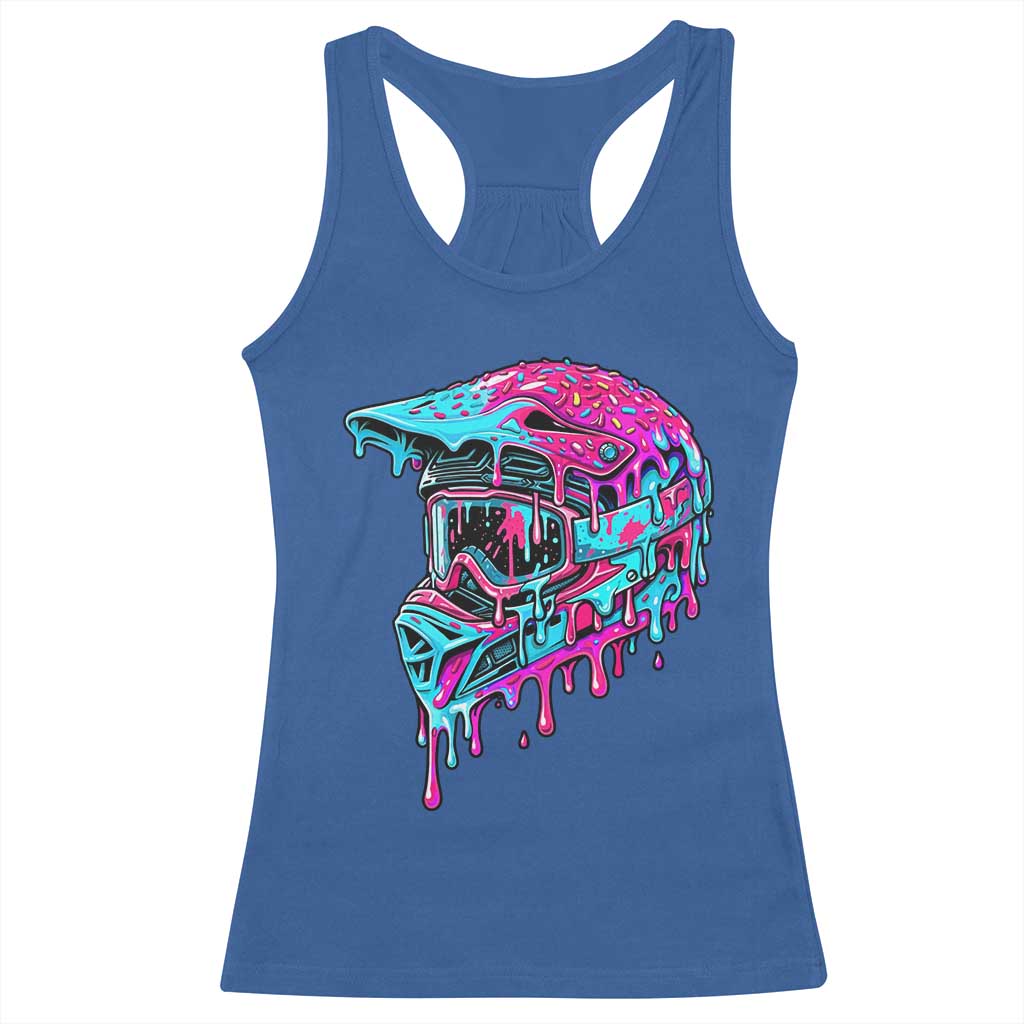 Motocross Helmet Drip Ice Cream Melt Graphic Dirt Bike Racing Racerback Tank Top TS11 Royal Blue Print Your Wear