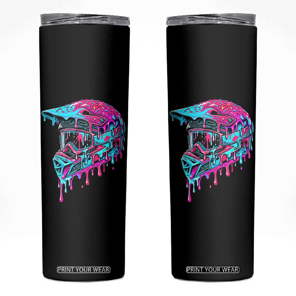 Motocross Helmet Drip Ice Cream Melt Graphic Dirt Bike Racing Skinny Tumbler TS11 Black Print Your Wear