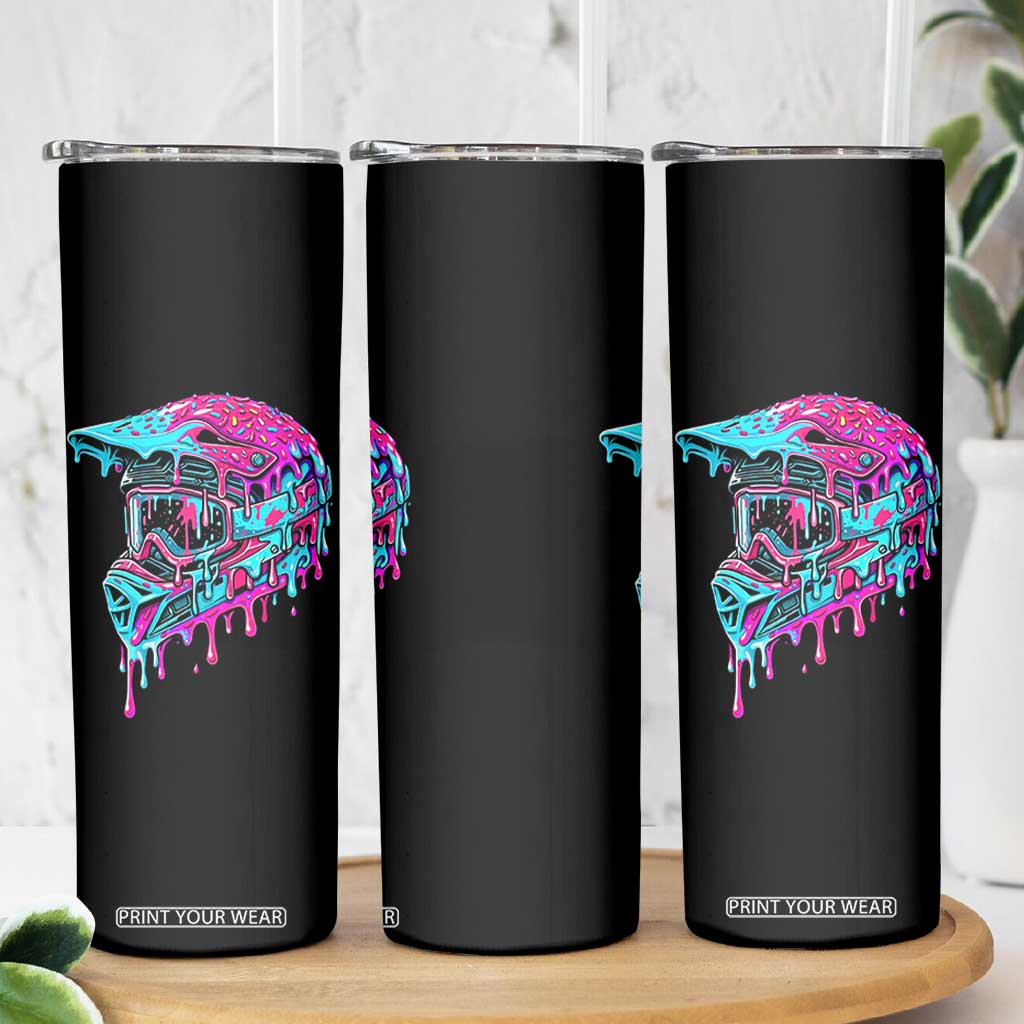 Motocross Helmet Drip Ice Cream Melt Graphic Dirt Bike Racing Skinny Tumbler TS11 Print Your Wear
