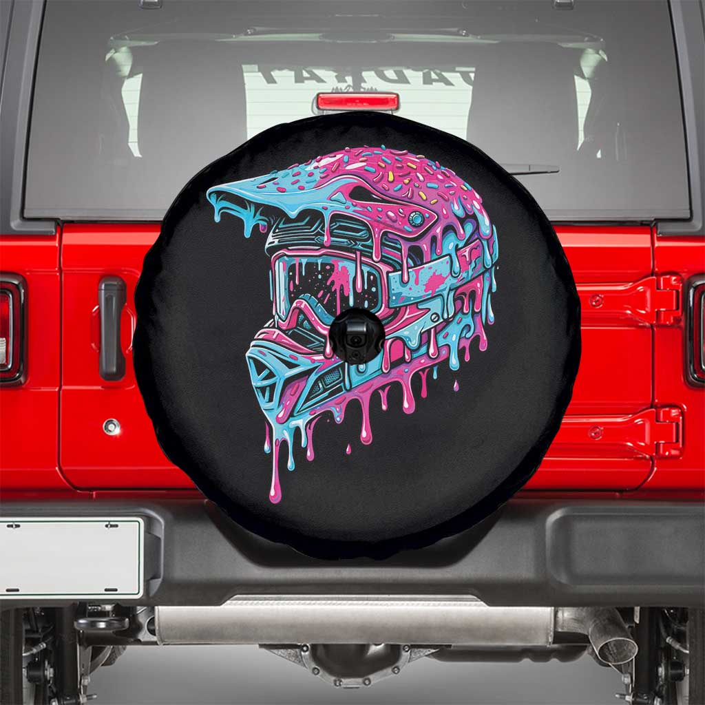 Motocross Helmet Drip Ice Cream Melt Graphic Dirt Bike Racing Spare Tire Cover TS11 Black Print Your Wear