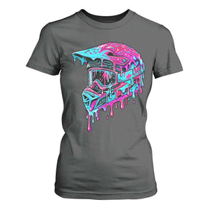 Motocross Helmet Drip Ice Cream Melt Graphic Dirt Bike Racing T Shirt For Women TS11 Dark Heather Print Your Wear