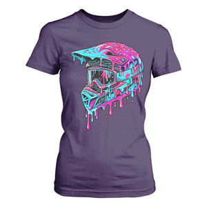 Motocross Helmet Drip Ice Cream Melt Graphic Dirt Bike Racing T Shirt For Women TS11 Purple Print Your Wear