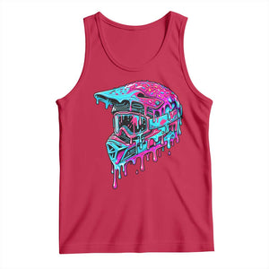 Motocross Helmet Drip Ice Cream Melt Graphic Dirt Bike Racing Tank Top TS11 Red Print Your Wear