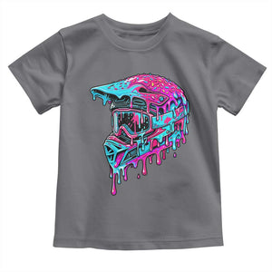 Motocross Helmet Drip Ice Cream Melt Graphic Dirt Bike Racing Toddler T Shirt TS11 Charcoal Print Your Wear