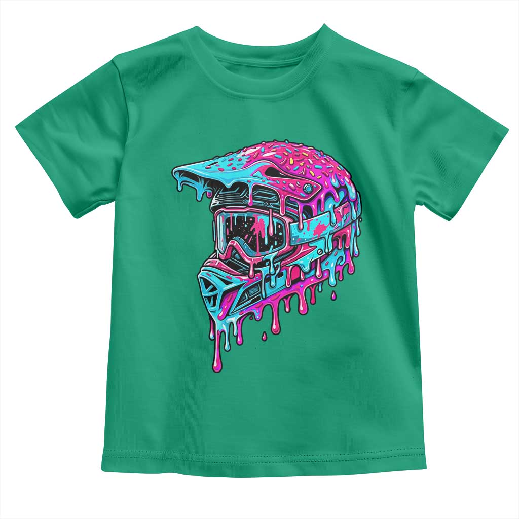 Motocross Helmet Drip Ice Cream Melt Graphic Dirt Bike Racing Toddler T Shirt TS11 Irish Green Print Your Wear