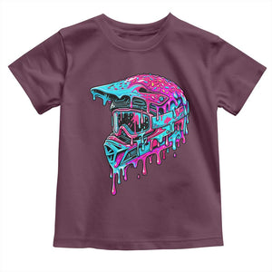 Motocross Helmet Drip Ice Cream Melt Graphic Dirt Bike Racing Toddler T Shirt TS11 Maroon Print Your Wear