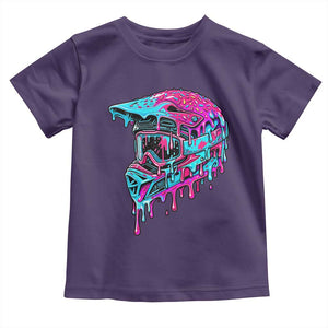 Motocross Helmet Drip Ice Cream Melt Graphic Dirt Bike Racing Toddler T Shirt TS11 Purple Print Your Wear