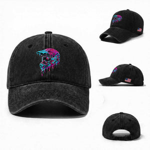 Motocross Helmet Drip Ice Cream Melt Graphic Dirt Bike Racing Washed Cotton Baseball Cap TS11 Washed Cap Universal Fit Black Print Your Wear