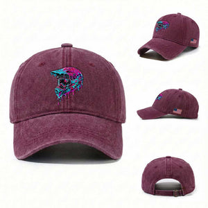 Motocross Helmet Drip Ice Cream Melt Graphic Dirt Bike Racing Washed Cotton Baseball Cap TS11 Washed Cap Universal Fit Burgundy Print Your Wear