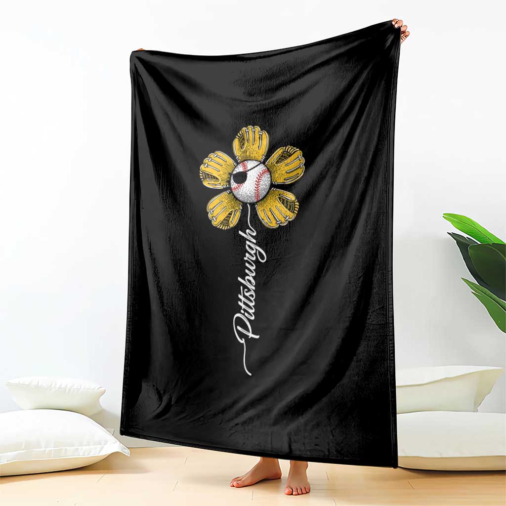 Pittsburgh Sport Retro Baseball Flower Throw Blanket Funny Game Day TS11 Print Your Wear