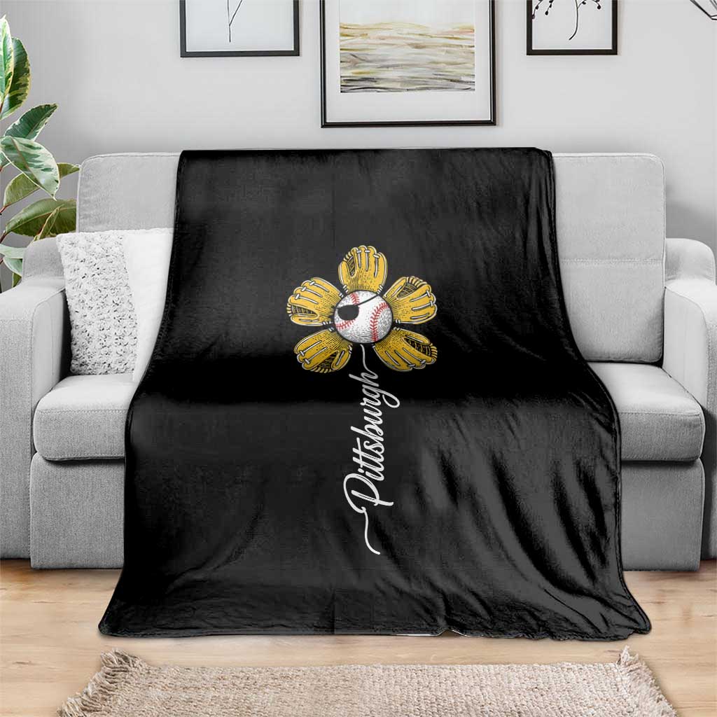Pittsburgh Sport Retro Baseball Flower Throw Blanket Funny Game Day TS11 Print Your Wear