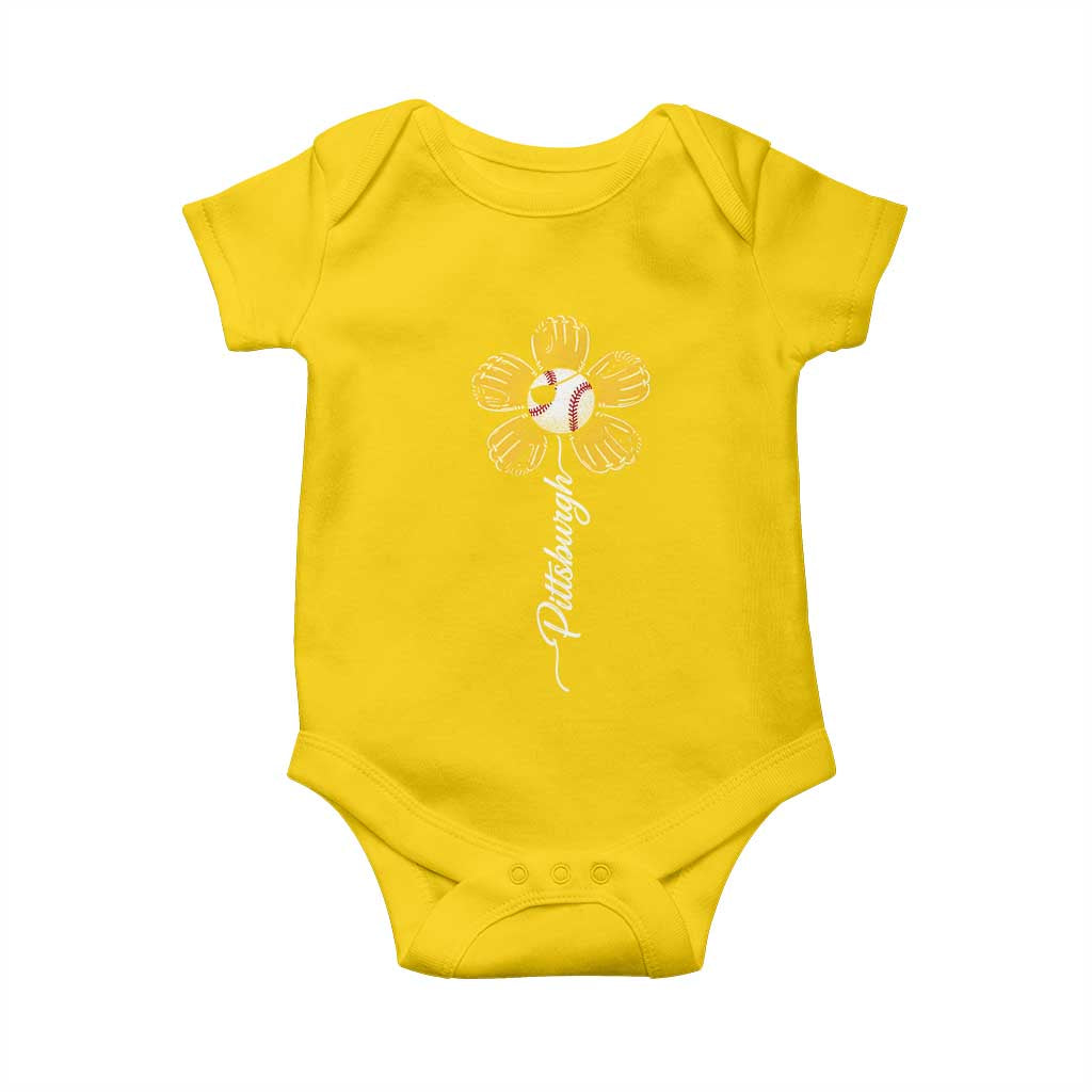 Pittsburgh Sport Retro Baseball Flower Baby Onesie Funny Game Day TS11 Daisy Print Your Wear