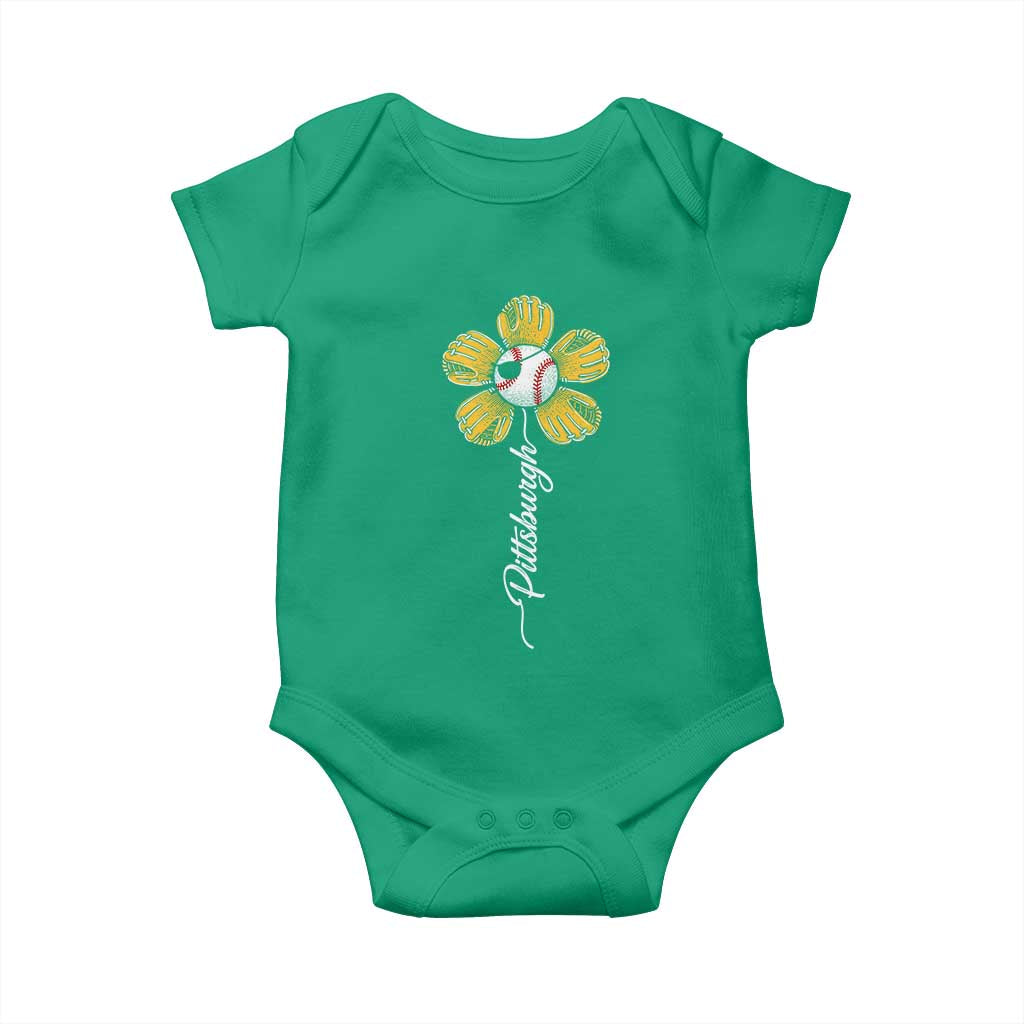 Pittsburgh Sport Retro Baseball Flower Baby Onesie Funny Game Day TS11 Irish Green Print Your Wear