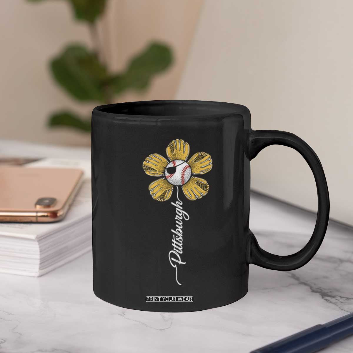 Pittsburgh Sport Retro Baseball Flower Coffee Mug Funny Game Day TS11 Print Your Wear