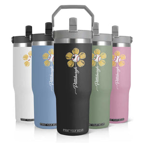 Pittsburgh Sport Retro Baseball Flower Flip Straw Tumbler Funny Game Day TS11 Print Your Wear