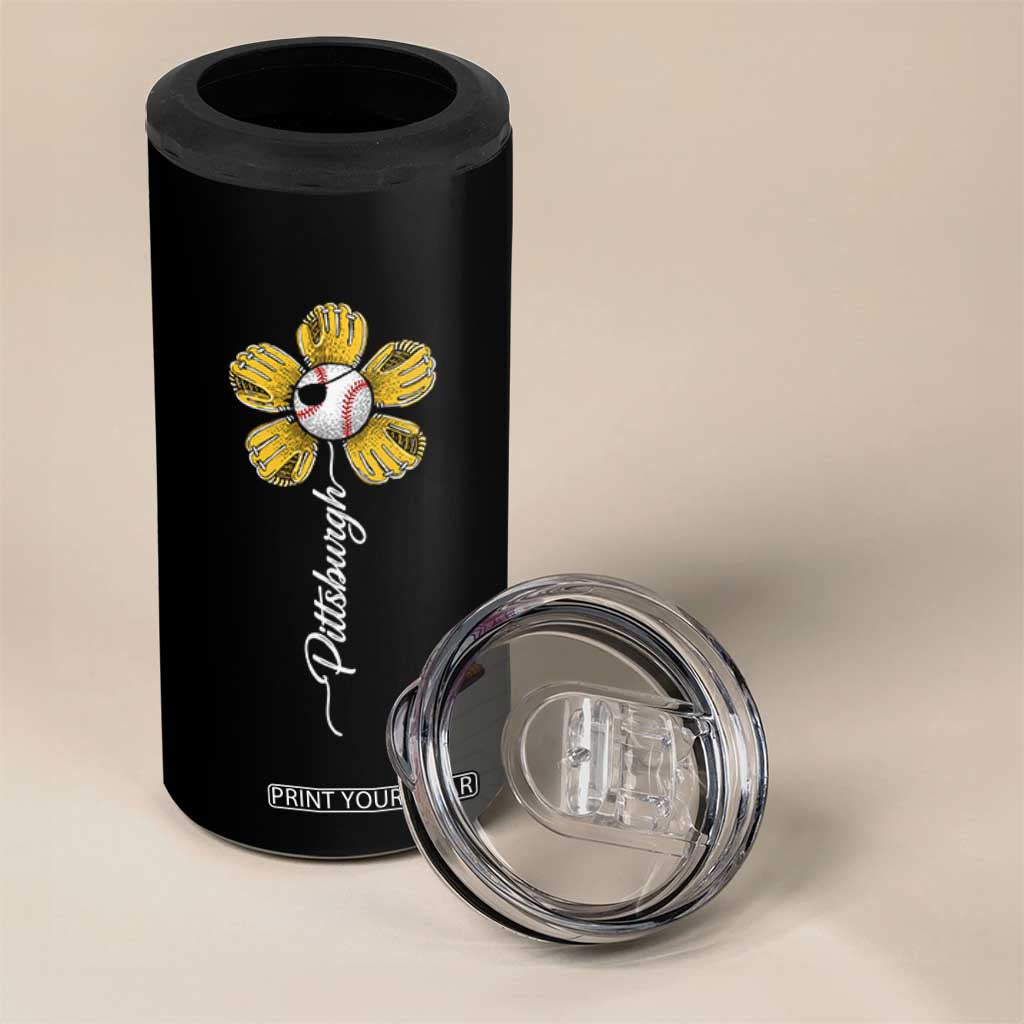 Pittsburgh Sport Retro Baseball Flower 4 in 1 Can Cooler Tumbler Funny Game Day TS11 Print Your Wear
