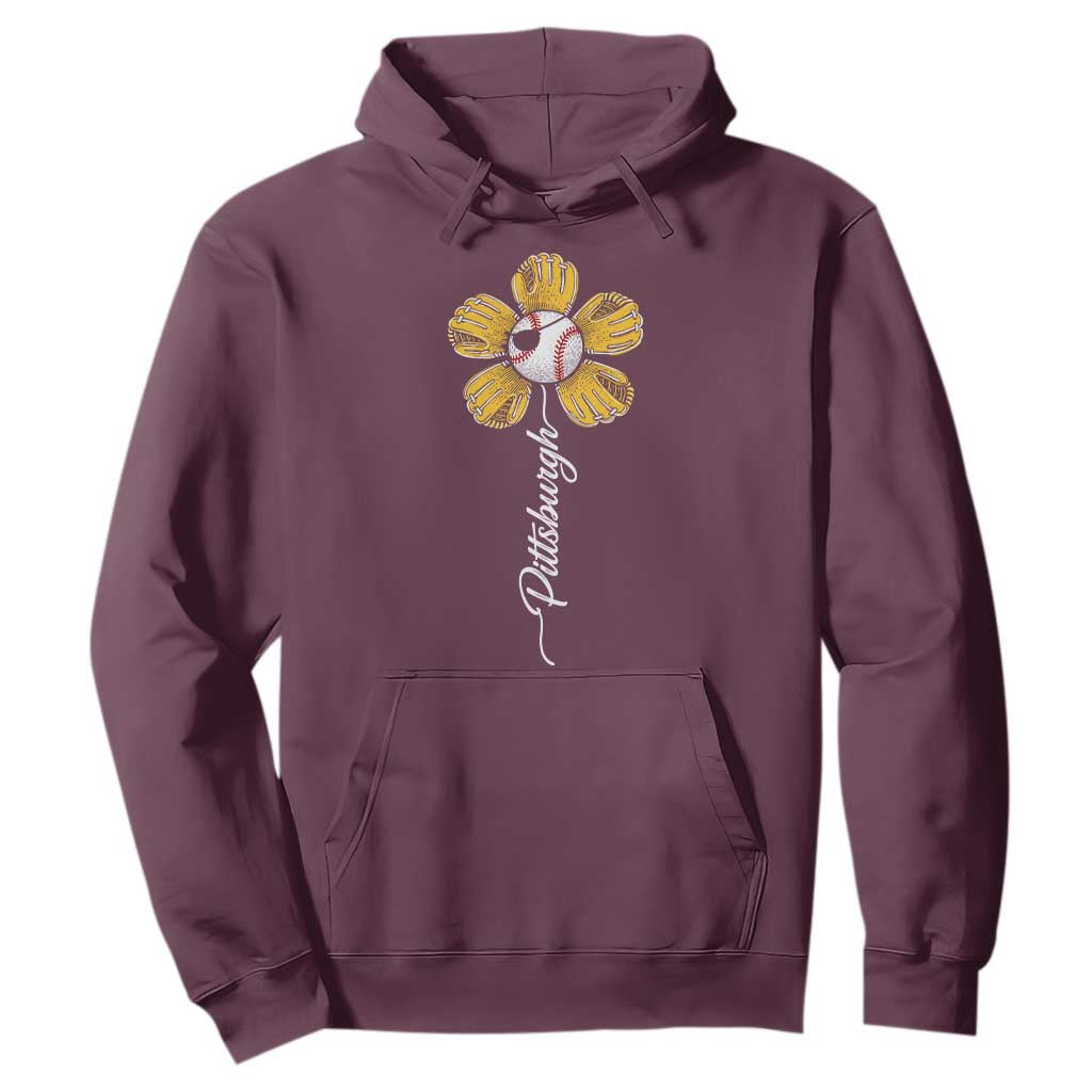 Pittsburgh Sport Retro Baseball Flower Hoodie Funny Game Day TS11 Maroon Print Your Wear