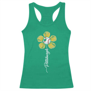 Pittsburgh Sport Retro Baseball Flower Racerback Tank Top Funny Game Day TS11 Irish Green Print Your Wear
