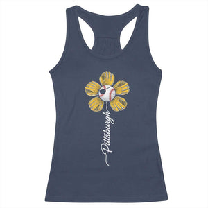 Pittsburgh Sport Retro Baseball Flower Racerback Tank Top Funny Game Day TS11 Navy Print Your Wear