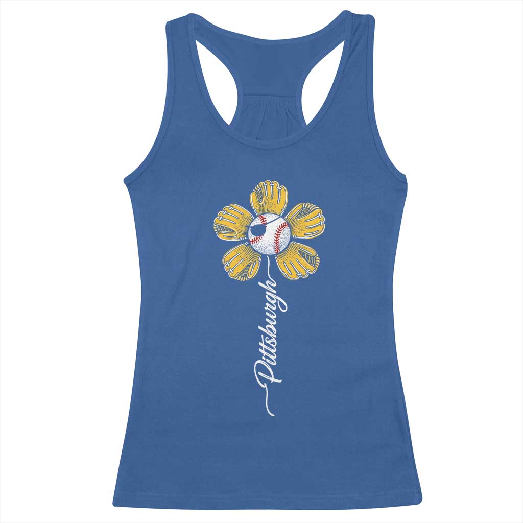 Pittsburgh Sport Retro Baseball Flower Racerback Tank Top Funny Game Day TS11 Royal Blue Print Your Wear