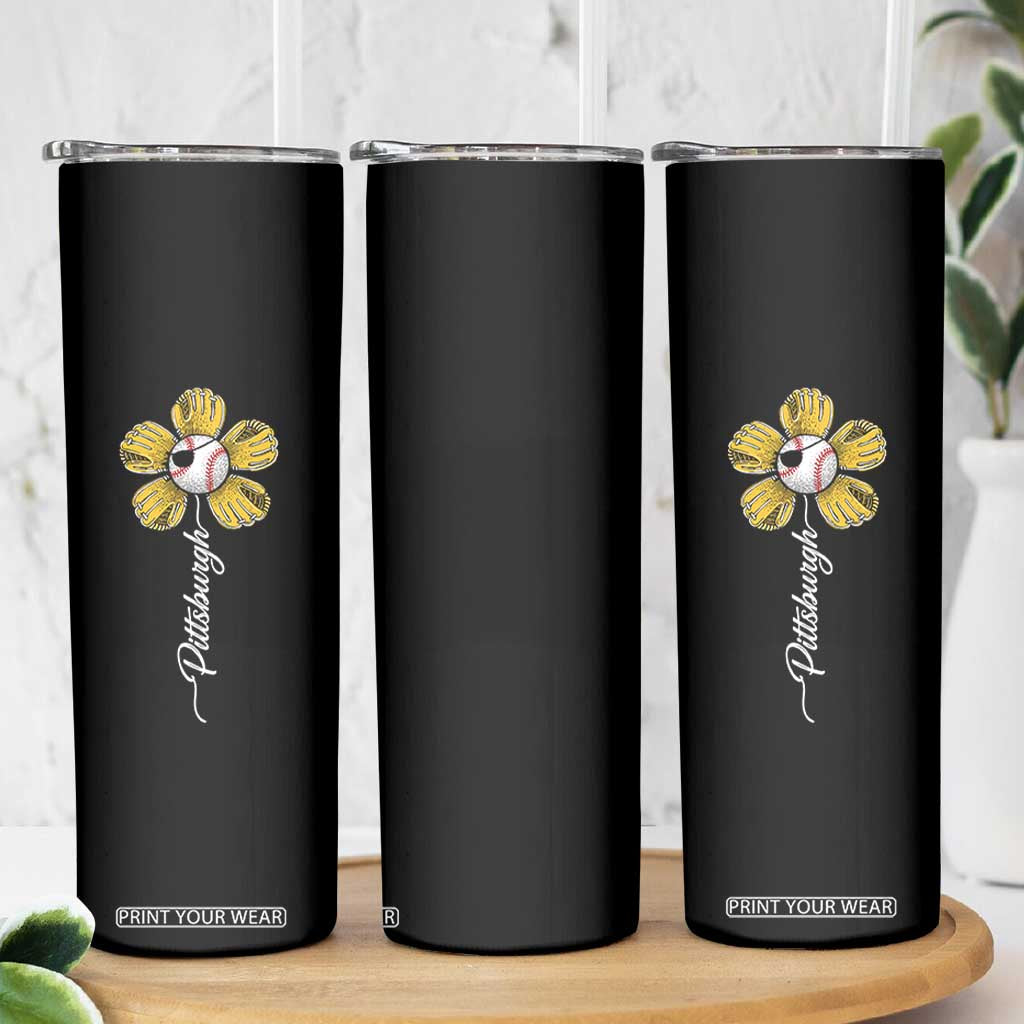 Pittsburgh Sport Retro Baseball Flower Skinny Tumbler Funny Game Day TS11 Print Your Wear