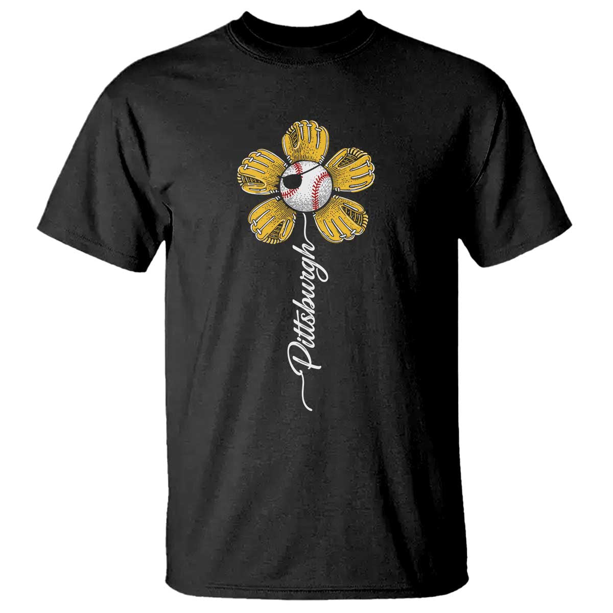 Pittsburgh Sport Retro Baseball Flower T Shirt Funny Game Day TS11 Black Print Your Wear