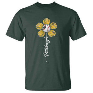 Pittsburgh Sport Retro Baseball Flower T Shirt Funny Game Day TS11 Dark Forest Green Print Your Wear