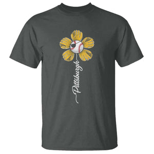 Pittsburgh Sport Retro Baseball Flower T Shirt Funny Game Day TS11 Dark Heather Print Your Wear