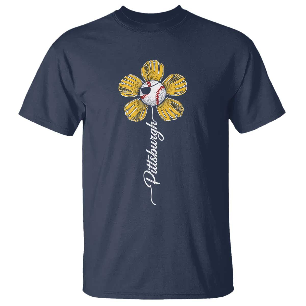 Pittsburgh Sport Retro Baseball Flower T Shirt Funny Game Day TS11 Navy Print Your Wear