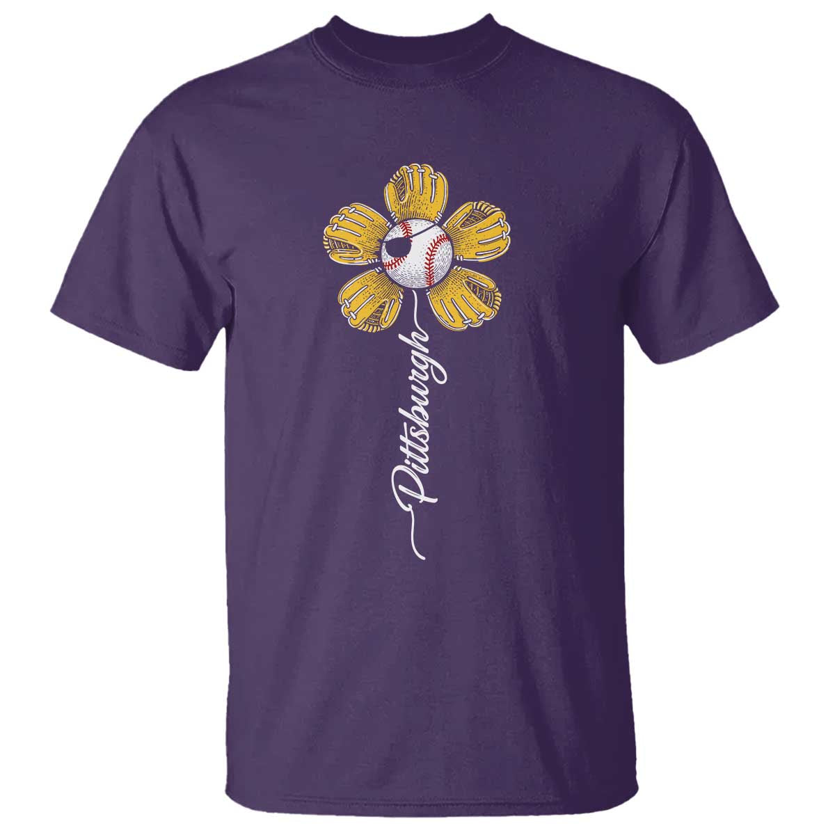 Pittsburgh Sport Retro Baseball Flower T Shirt Funny Game Day TS11 Purple Print Your Wear
