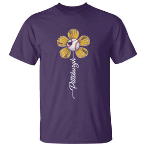 Pittsburgh Sport Retro Baseball Flower T Shirt Funny Game Day TS11 Purple Print Your Wear