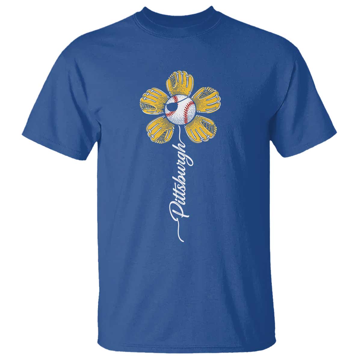 Pittsburgh Sport Retro Baseball Flower T Shirt Funny Game Day TS11 Royal Blue Print Your Wear