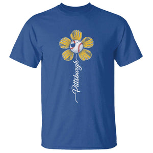 Pittsburgh Sport Retro Baseball Flower T Shirt Funny Game Day TS11 Royal Blue Print Your Wear