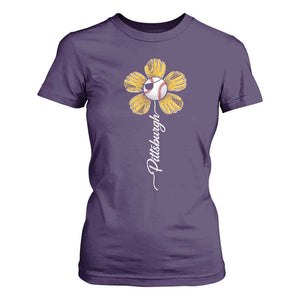 Pittsburgh Sport Retro Baseball Flower T Shirt For Women Funny Game Day TS11 Purple Print Your Wear