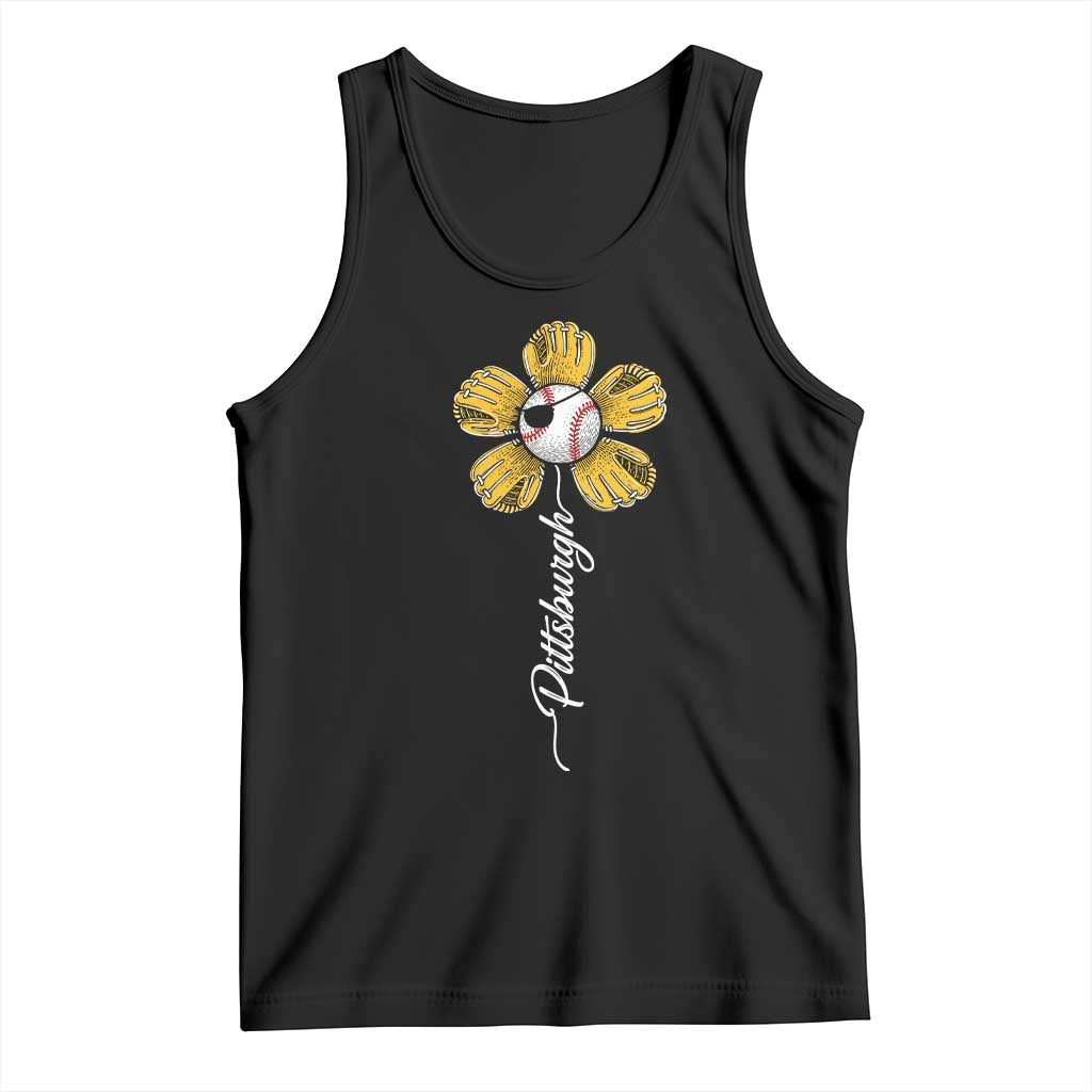 Pittsburgh Sport Retro Baseball Flower Tank Top Funny Game Day TS11 Black Print Your Wear