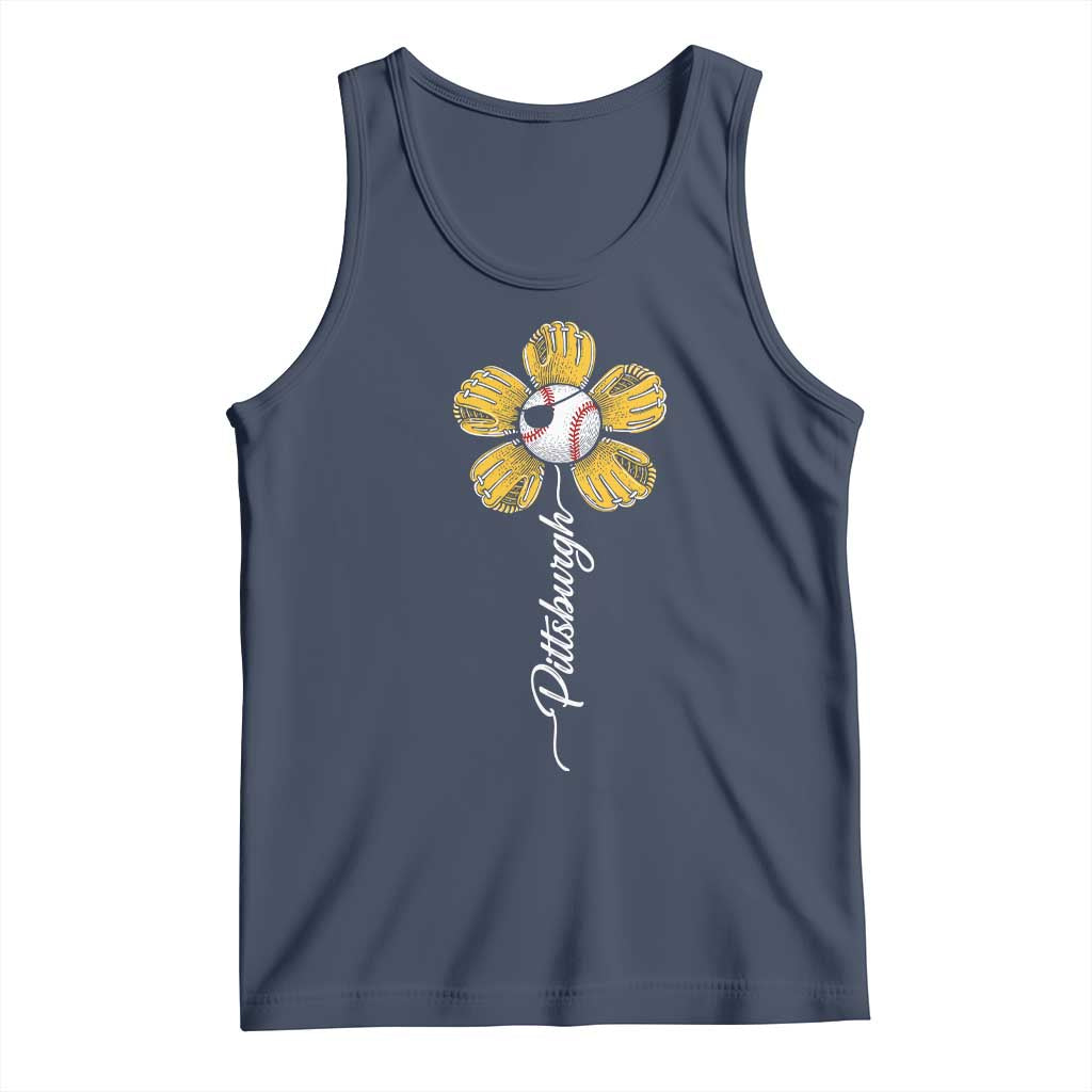 Pittsburgh Sport Retro Baseball Flower Tank Top Funny Game Day TS11 Navy Print Your Wear